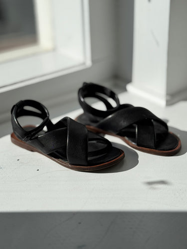 Either Or Black Cross Sandals, 7