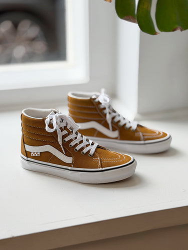 Vans Canvas Golden Brown High Top Sneakers, 38.5