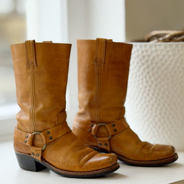 Frye Half Calf Moto Harness Boots- WELL LOVED, 9