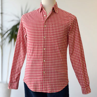 Alex Mill Red & Cream Gingham Button Up, Men's Small