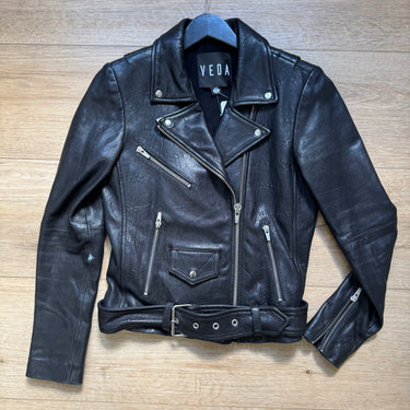 Veda Jayne 100% Lamb Leather Biker Jacket, XSmall