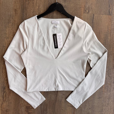 Babaton Stone V Neck Long Sleeve Shirt, Large