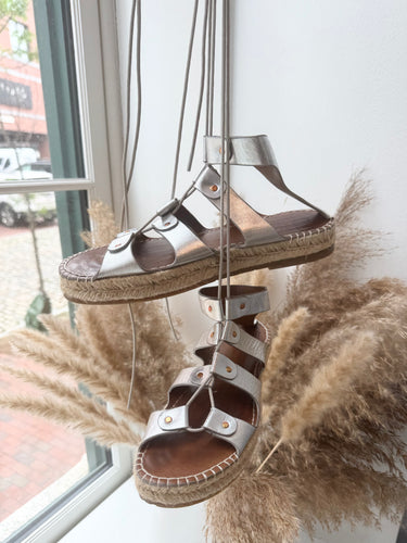Charlotte Stone Silver Joni Sandals, 8