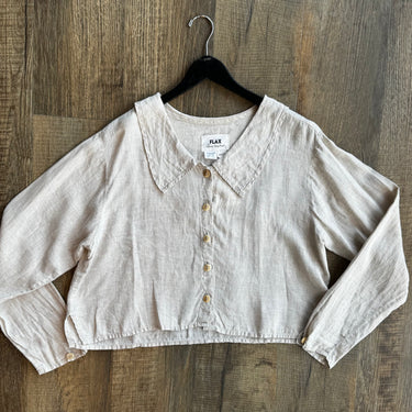 Flax Oat Linen Blouse, free size - petite