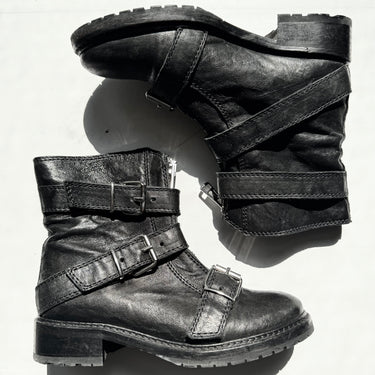 All Saints Kawai Belted Front Zip Boots- retail $425, 37