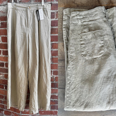 Zara Khaki Linen Blend Pleated Pants, Medium