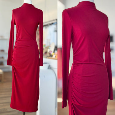 Eritokritos Red Ribbed Mock Dress, 1