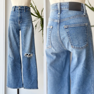 Noend Wide Leg Crop Distressed Jeans, 24