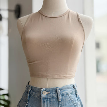 Zara Neutral Cropped Tank, Small