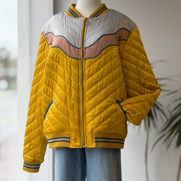Classic Rock Couture Dolly Parton Western Bomber Jacket in Mustard, XLarge