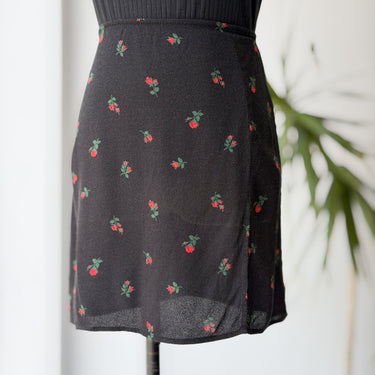 Reformation Black Rose Mini Skirt, 10