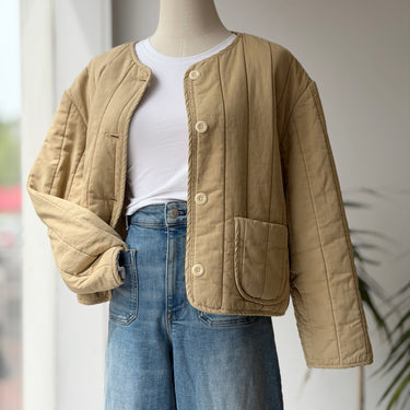 Shaina Mote Crop Quilt Jacket in Wheat, XS/S