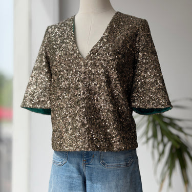 Zadig & Voltaire NWT Tytane Sequins Top in Bronze, Small