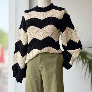 Cleobella Kori Sweater in Black & White, XSmall