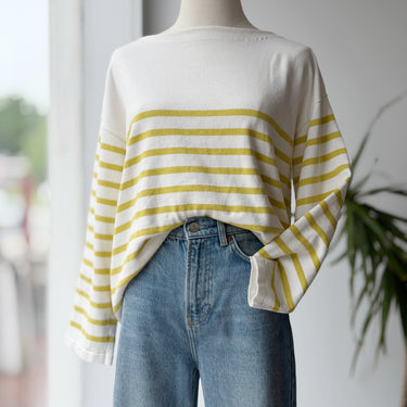 Demylee Boatneck Citrin Stripe Sweater, Small