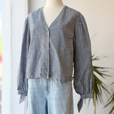 Meadows Navy Gingham Medlar Top, US 6