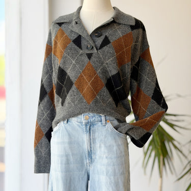 Rails Argyle Half Button Sweater, Small