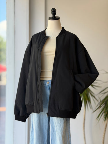 Ali Golden Black Oversized Bomber Jacket, XS/S