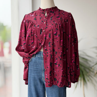 ba&sh NWT Chemise Tonka Top in Bordeaux , 0/XSmall