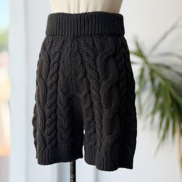 Mr Mittens Black Wool Cable Knit Shorts, XS/S