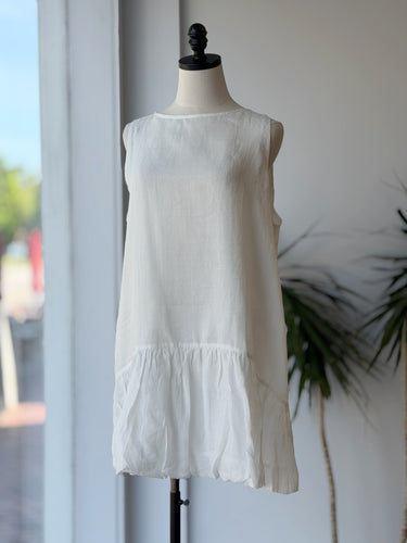 DISSH NWT Arlo White Ramie Bubble Hem Dress, US 8