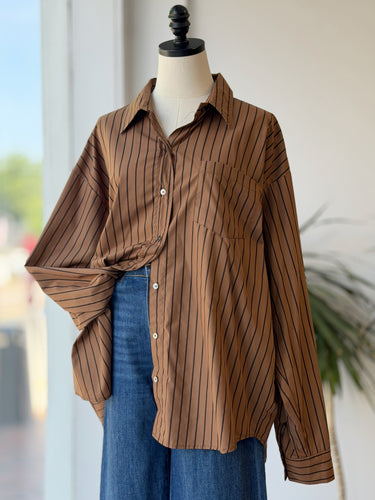 The Frankie Shop Brown Stripe Button Up, M/L
