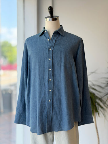 Sid Mashburn Blue Textured Button Up, XLarge