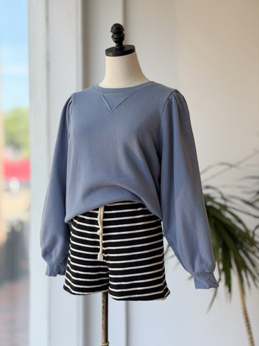 Rails Blue Puff Sleeve Sweatshirt, Medium