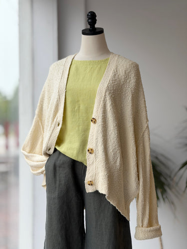 Free People Ivory Found My Friend Cardigan, Medium