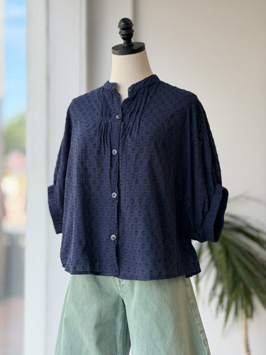 Emerson Fry Navy Textured Blouse, Free Size