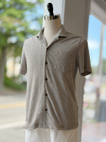 Banana Republic Linen Blend Stripe Button Up, Men's Medium