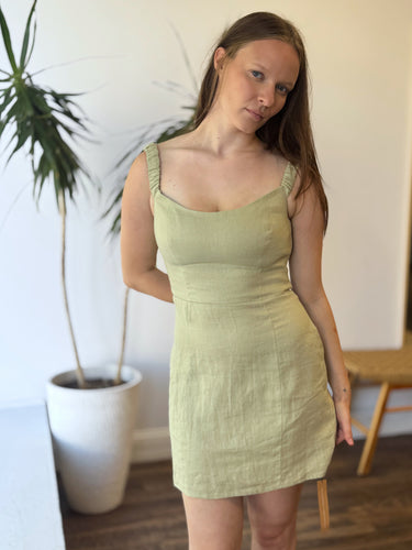 Reformation NWT Sawyer Linen Dress in Dried Herbs, 6