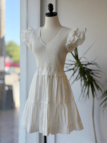 Sea NY NWT Flutter Smock Dress in White, 10