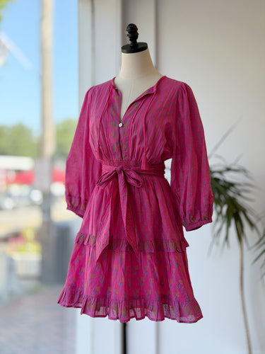 Cleobella Demi Pink Floral Mini Dress, Medium