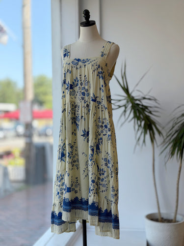 Natalie Martin Square Neck Blue Floral Dress, Small