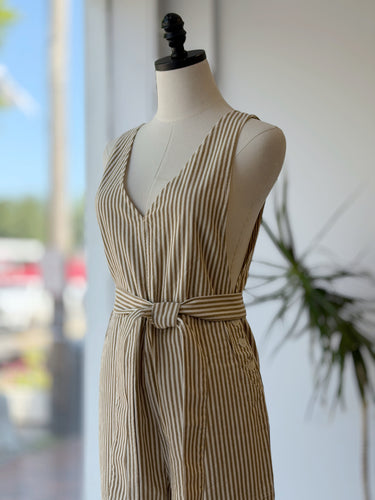 Alex Mill NWT Ollie Overalls in Railroad Stripe Khaki/Ivory, XSmall