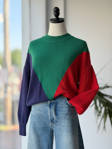Clare V Colorblock Drop Shoulder Sweater, XSmall