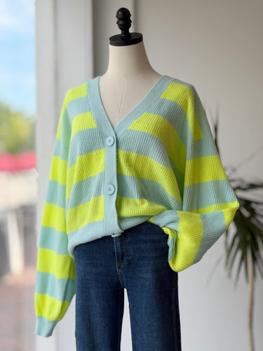 American Vintage Neon Stripe Cardigan, XS/S