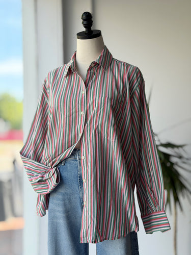 Birds of Paradis Spring Stripe Button Up, Medium