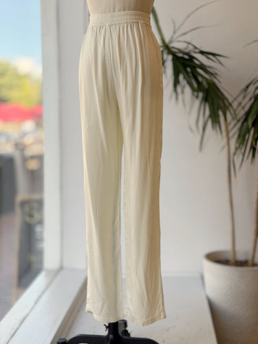 Djerf Avenue Cupro Blend Ivory Pants, XSmall