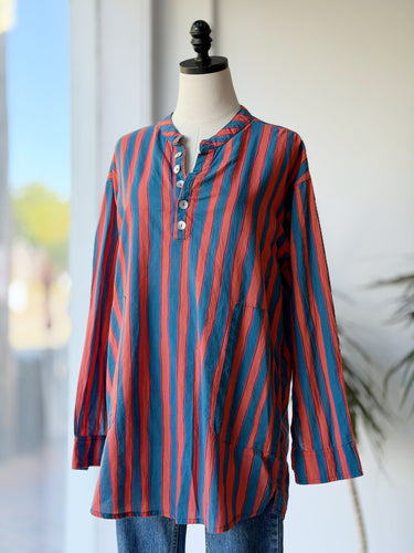 Natalie Martin Orange and Blue Stripe Tunic, XS