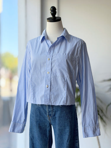 Amo Selma Cropped Cropped Pinstripe Shirt, Small