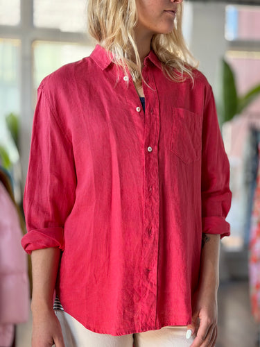 The Salting Red Linen Button Up, Men's 0/XSmall