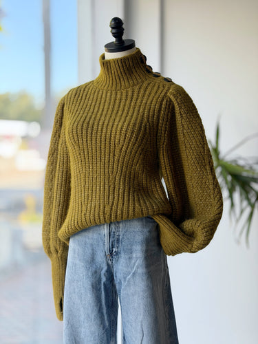 Ulla Johnson Alana Pullover Sweater in Olive Tapenade, XSmall