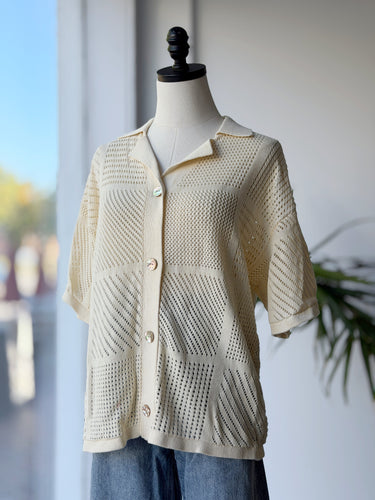 Nanushka NWT Talissa Creme Paper Crochet Top, XSmall