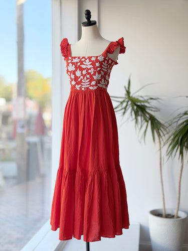 Carolina K Kuna Red Embroidered Dress, Medium
