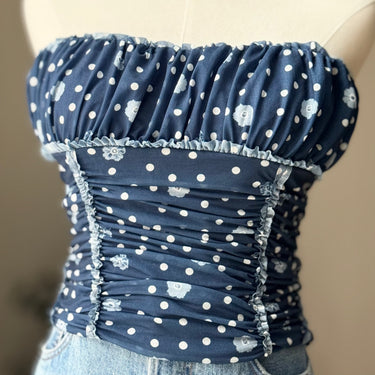Free People Blue Floral Tube Top, Medium