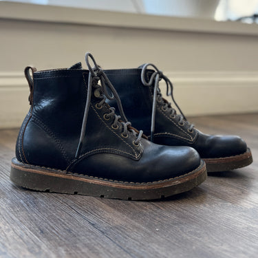 Birkenstock Birmingham Lace Mid Boots in Oiled Black Leather, 39/8 narrow