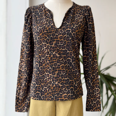 Nation LTD Leopard Puff Sleeve Top, Medium