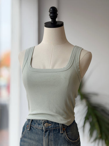 Madwell Sage Ribbed Tank Top, XS
